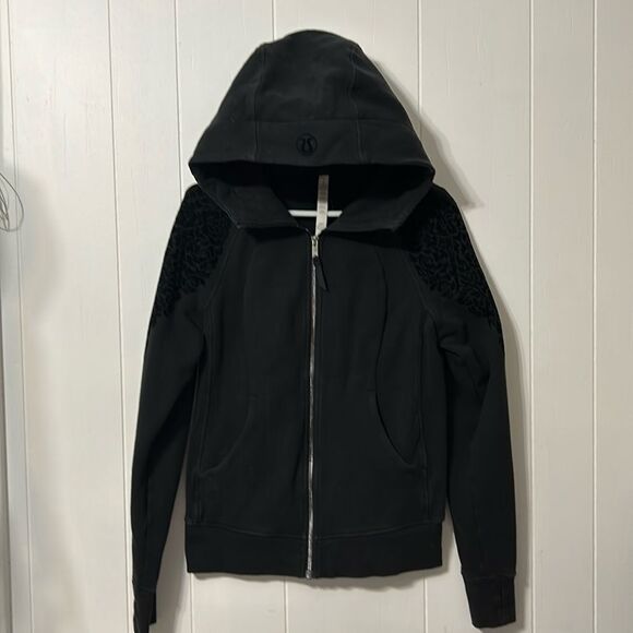 Lululemon scuba black velvet trim jacket coat full zip - Picture 1 of 8
